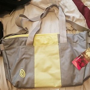 Adorable pastel gray and yellow Timbuk2 tote